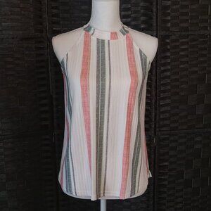 FLT Studio Striped Sleeveless Top Blouse Shirt Women's Size Small
